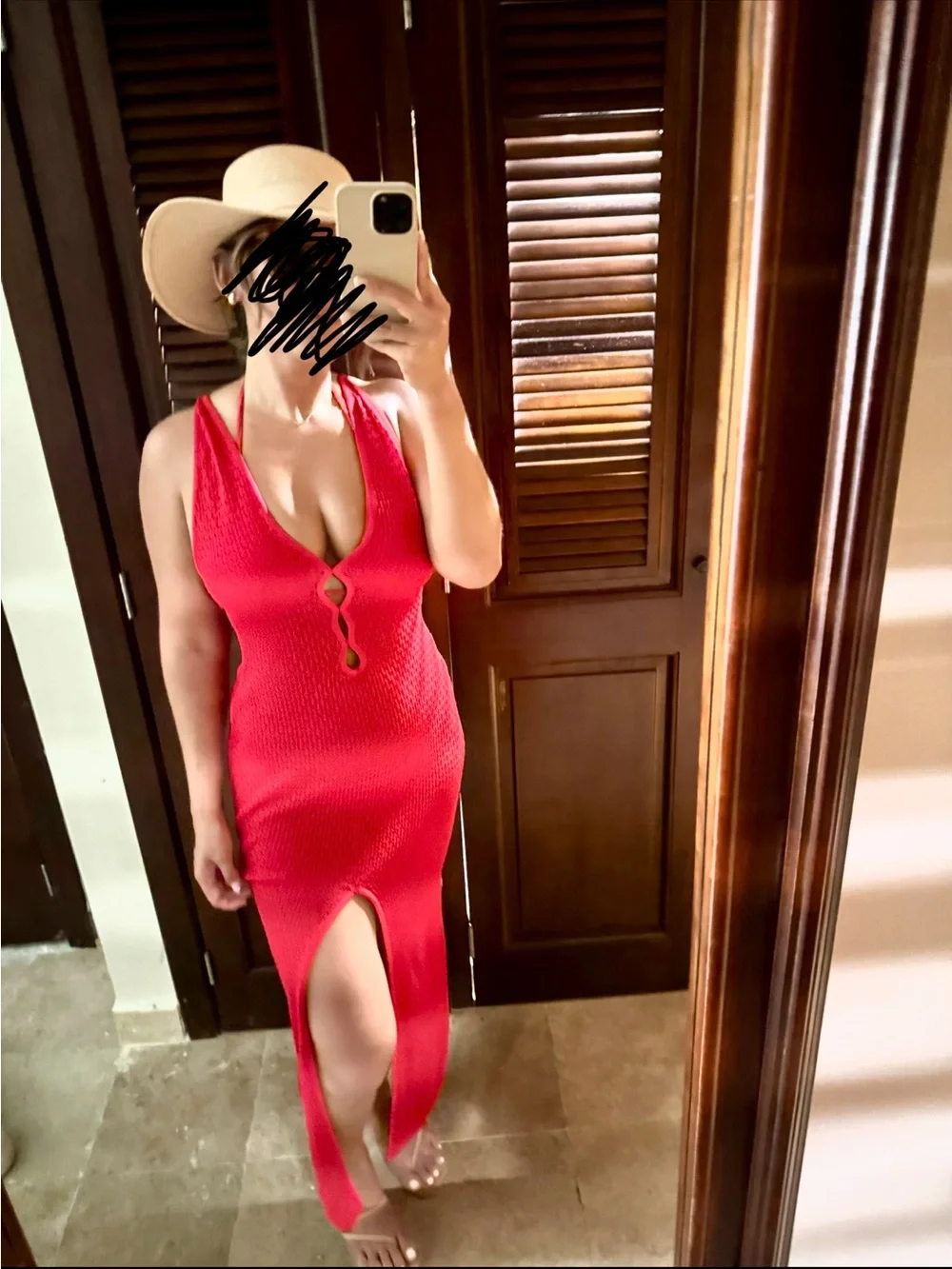 Monday Swimwear Red Crochet Cutout Maxi Dress - Picture 3 of 3
